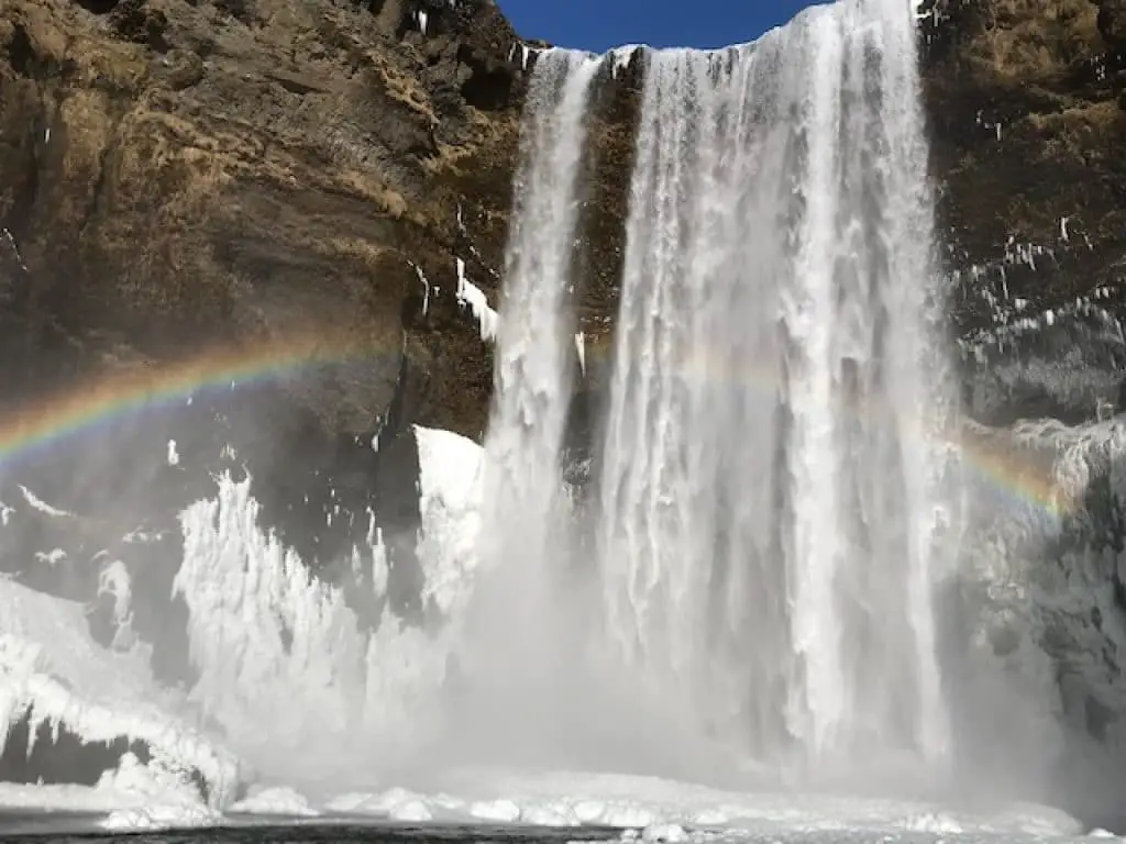 Iceland Skogafoss waterfall up close