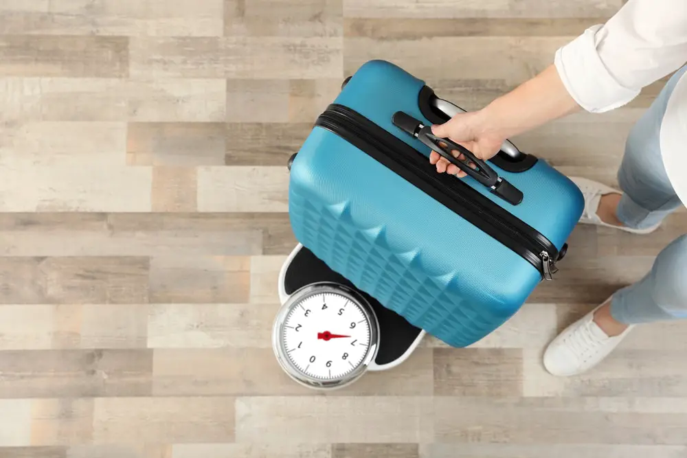 weighing luggage