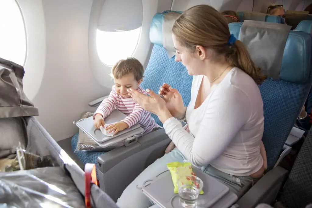 Using baby wipes to clean on a plane