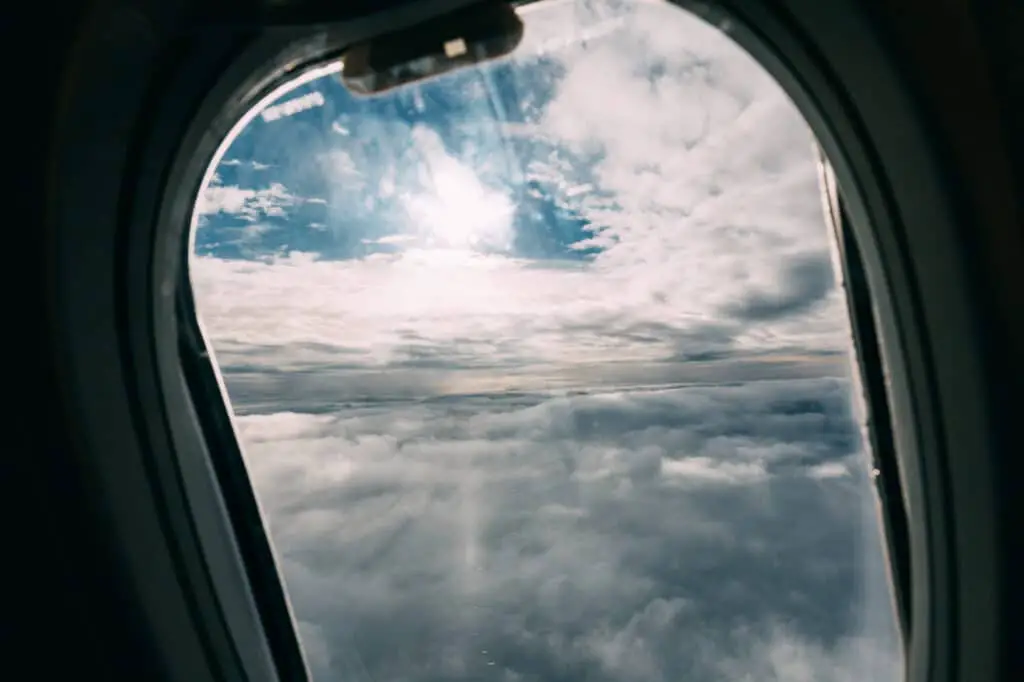 clouds through an airplane window