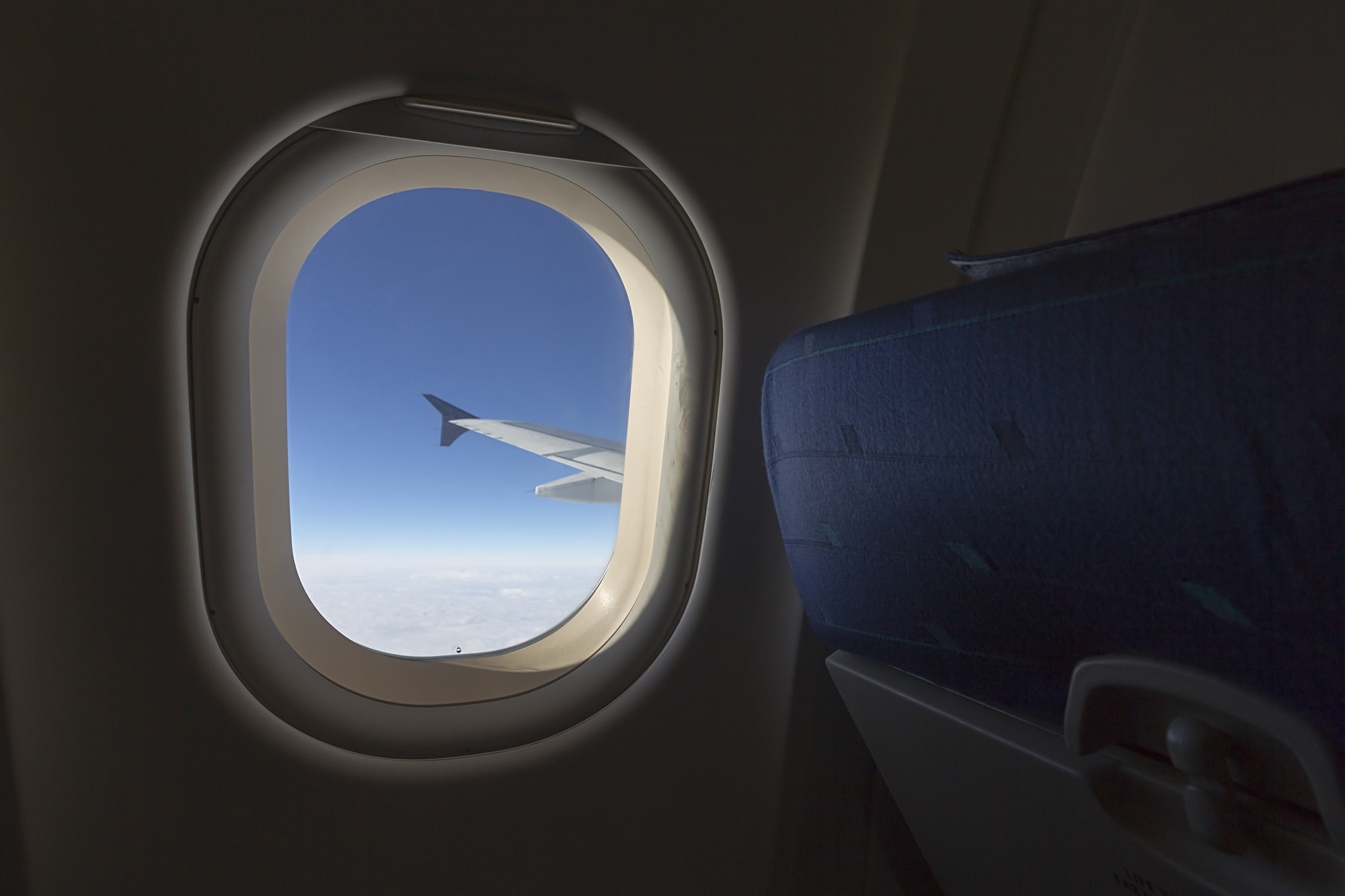 airplane window with wing